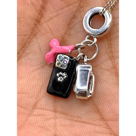 Sterling Silver Tech Dangle Charm Pendant Earbuds, Smartphone &Smartwatch Design - Picture 2 of 9